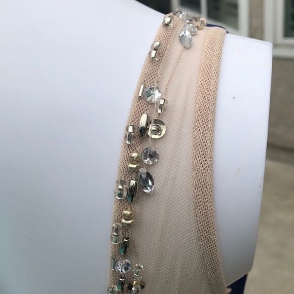 Sequin Hearts Beaded Ruffle Back Scuba Gown Sz 9 - Picture 5 of 8